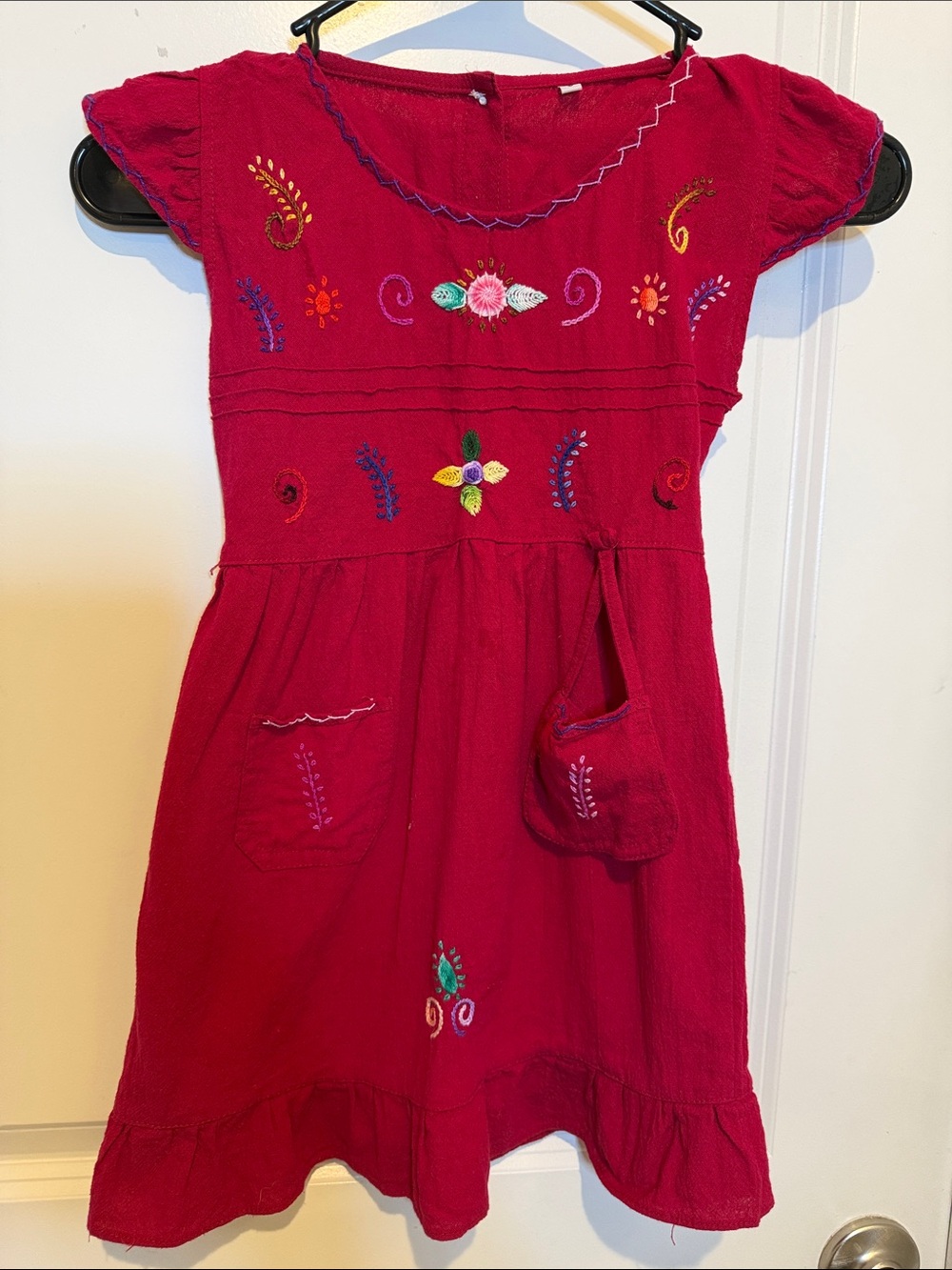 Girls' Embroidered Red Dress